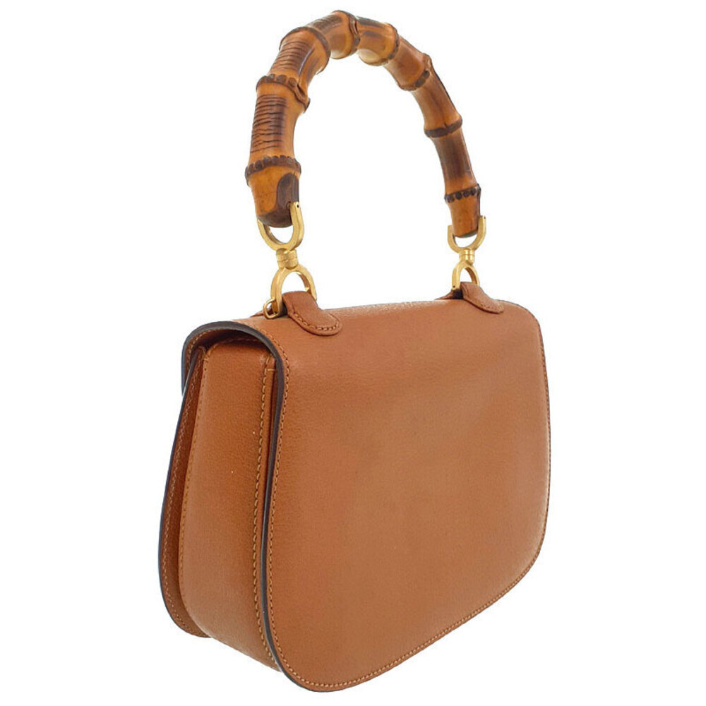 Gucci Leather Handbag Shoulder Bag Bamboo Top Handle